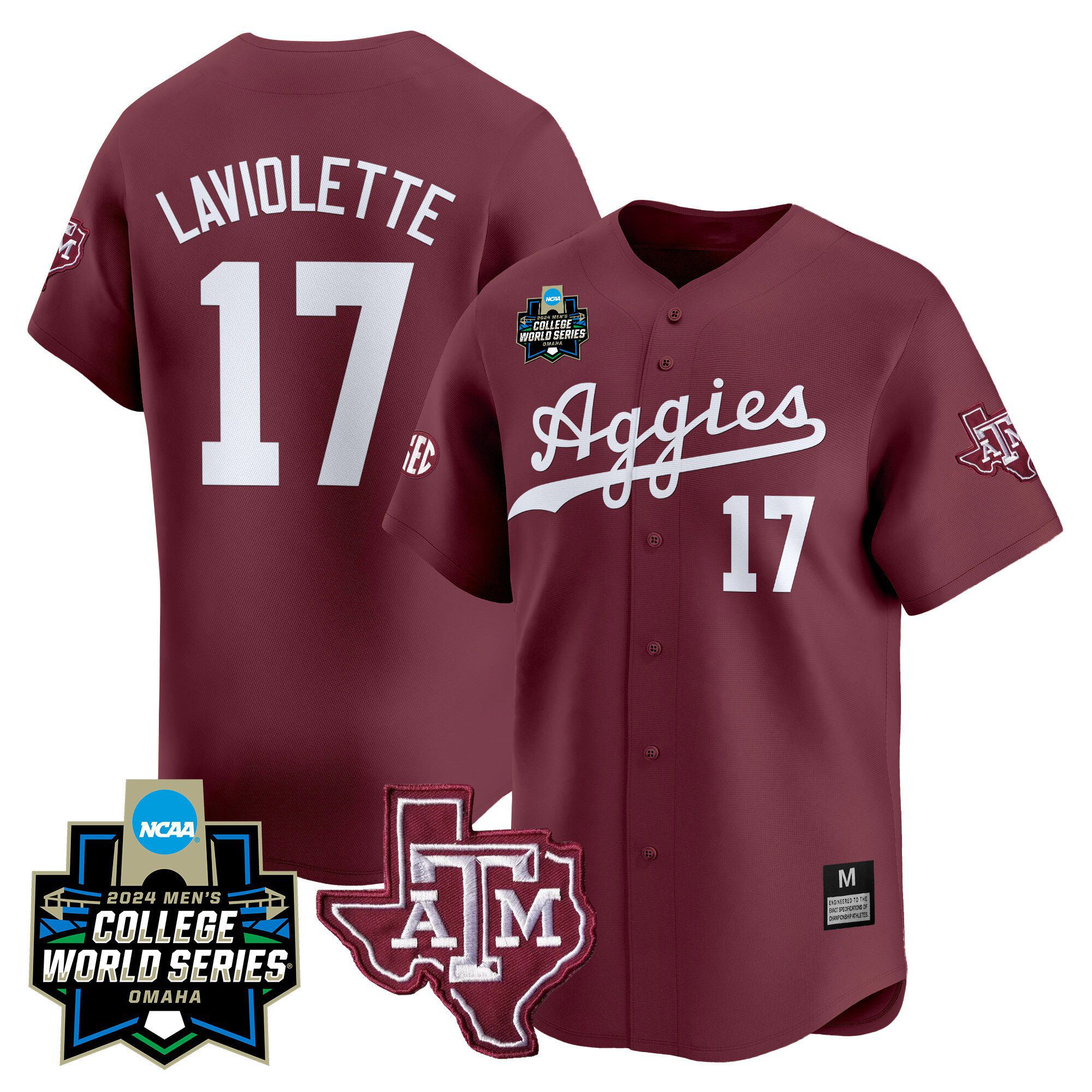 Men Texas A&M Aggies #17 Laviolette Red 2024 College World Series Vapor Premier Limited NCAA Jersey->indianapolis colts->NFL Jersey